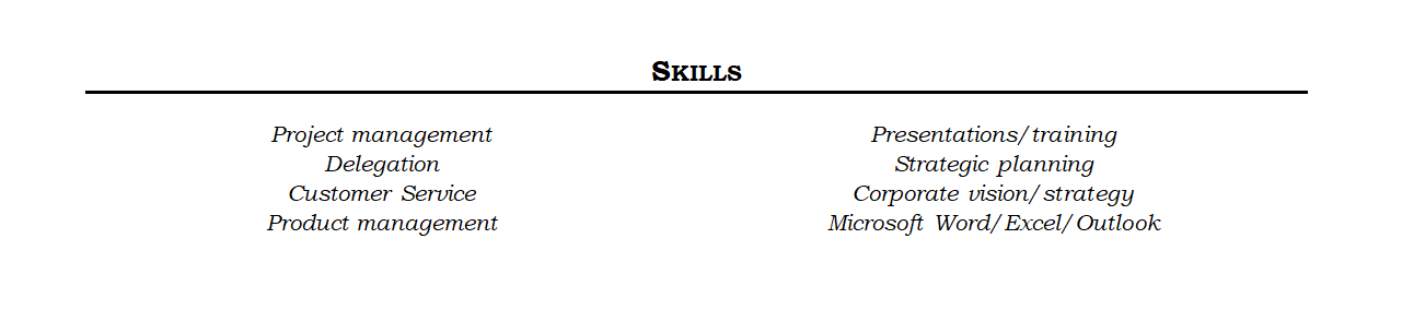example of a resume skills section