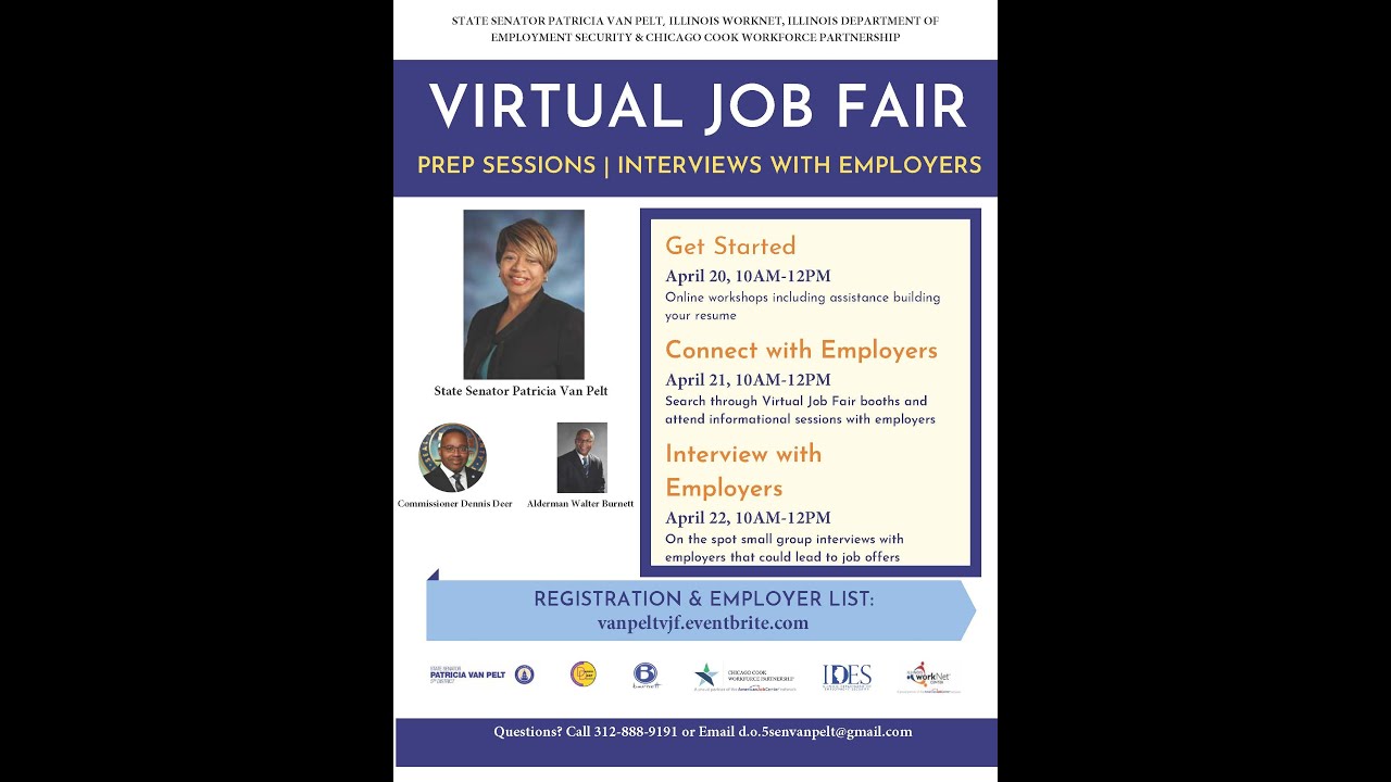 State Sen. Patricia Van Pelt Virtual Job Fair – Job Seeker Workshops – 4/20/21