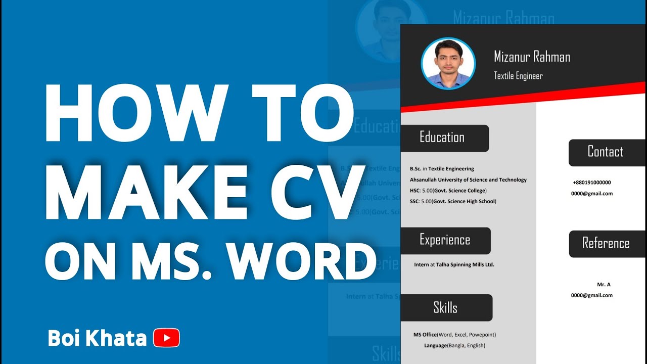 How To Write A Resume Cv In Ms Word Bangla Ms Word Tutorial Resume On Ms Word Bangla 3629