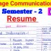 Resume Writing CC 4 | sem 2 language communication skills resume| vbu cc 4 English resume kya hai |