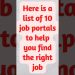 Top 10 job portals to help you find the right job | OSSR ACADEMY | #job #jobportal #shorts