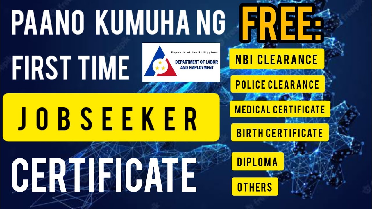 FIRST TIME JOB SEEKER ASSISTANCE ACT – Free Pre Employment Requirements. R.A 11261