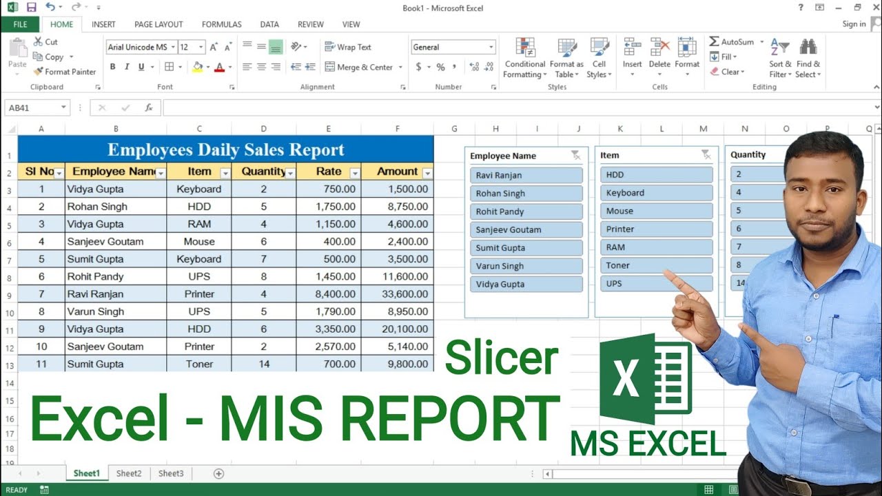 Excel – MIS Report | How to Create MIS Report in Excel using Slicer | MIS Report in Excel