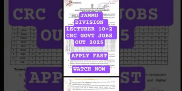 JAMMU DIVISION CRC GOVT JOBS OUT 2025 #govtjobs #employmentnews#jobnews #applynow#JAMMUDIVISION#LIVE
