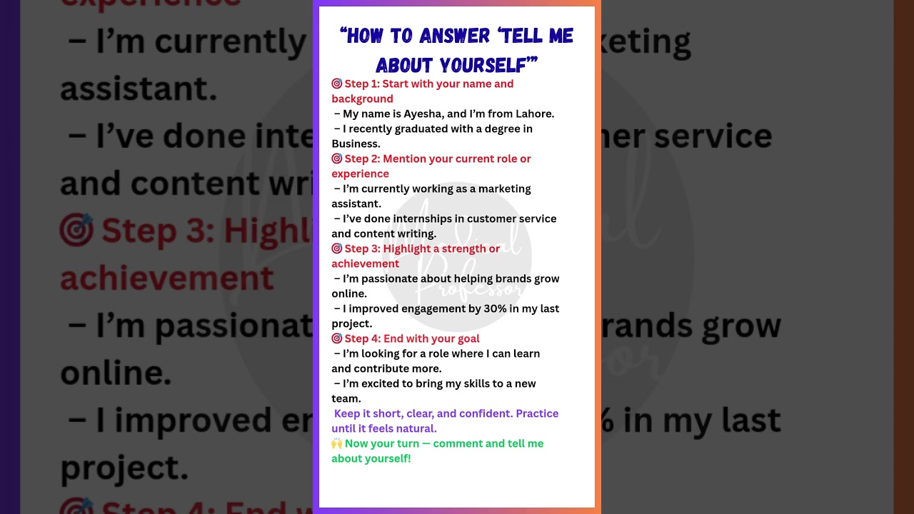 How to Answer “Tell Me About Yourself” | Job Interview Tips in English