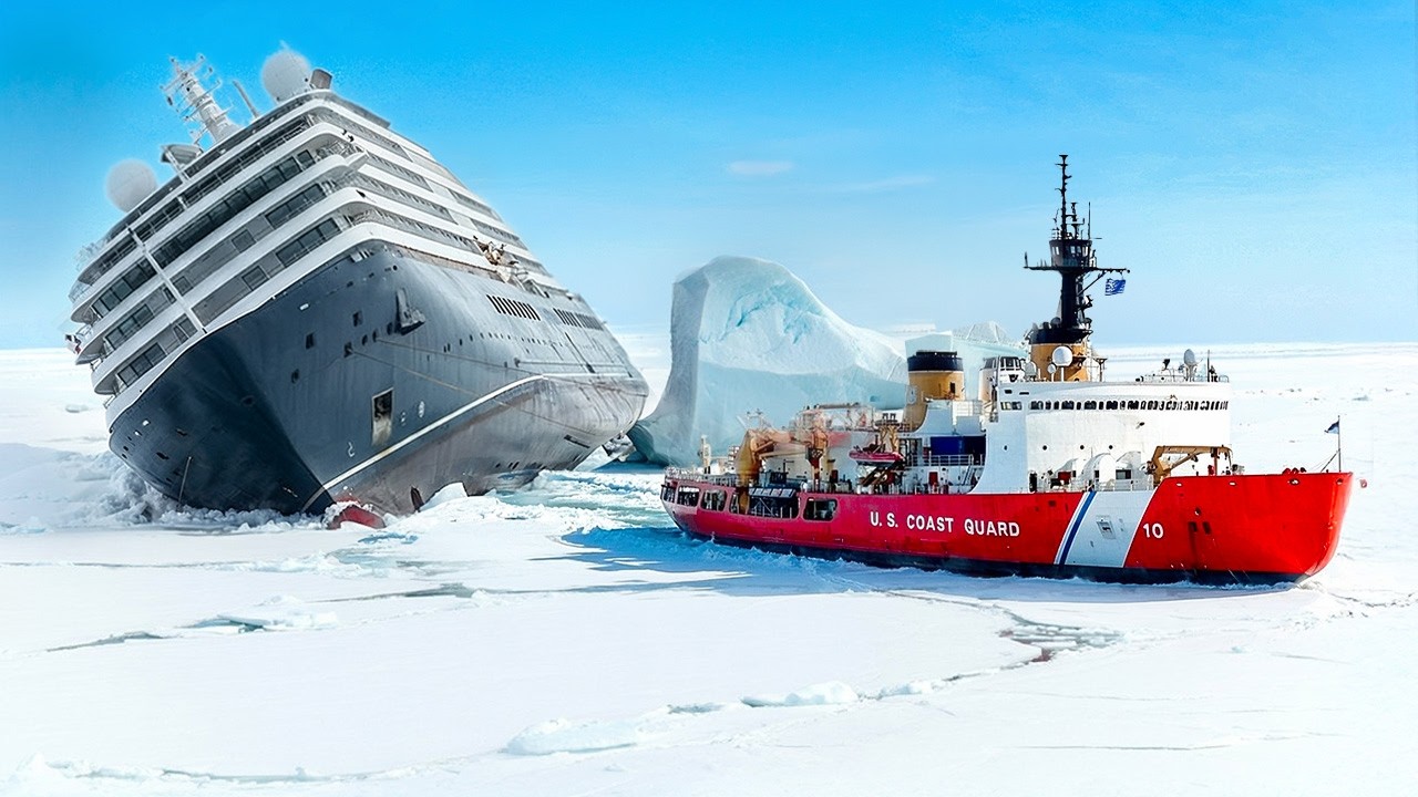U.S. Coast Guard Genius Technique to Rescue Billion $ Cruise Ship in Middle of Ice