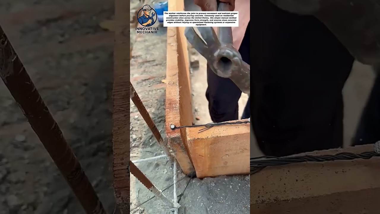 How to Secure Concrete Formwork Corners Using Tie Wire and Claw Hammer