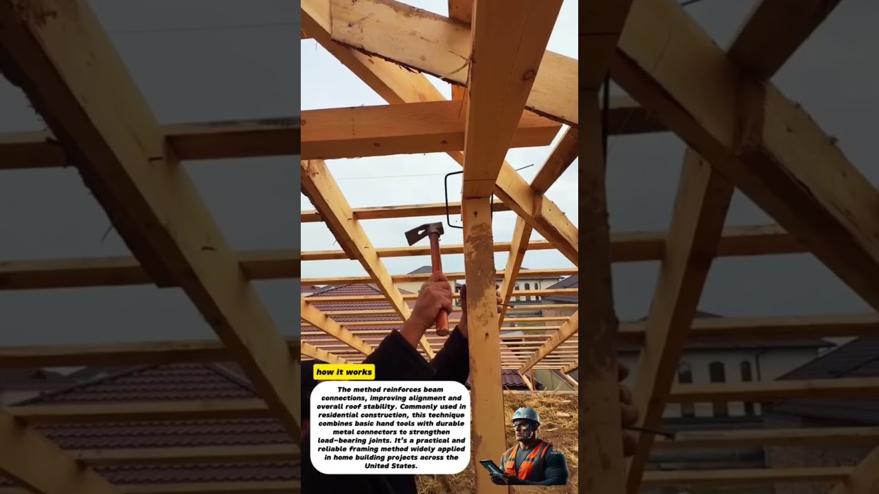Timber Roof Framing with U-Bracket Reinforcement | Traditional Hammer Installation