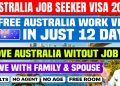 Australia Job Seeker Work Visa Process 2026 | Move Australia without Job in 12 Day| Free Work Permit