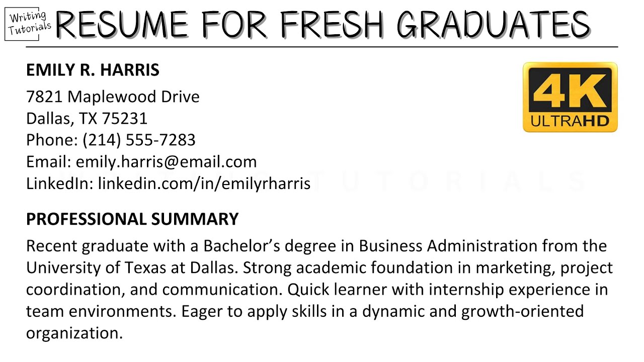 How To Write Resume for Fresh Graduates with Sample | Writing Tutorials