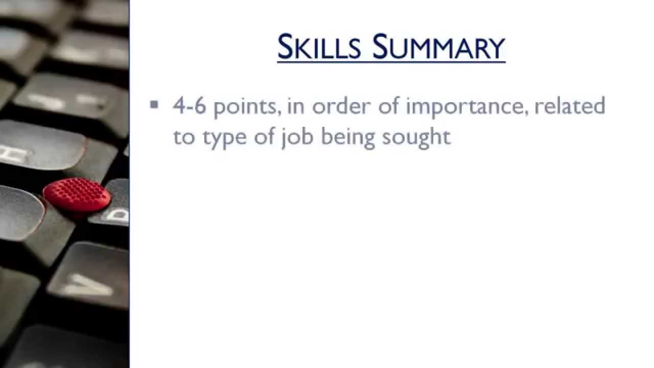 5 Minute Resume Writing Tips – Chapter 8: Skills Summary