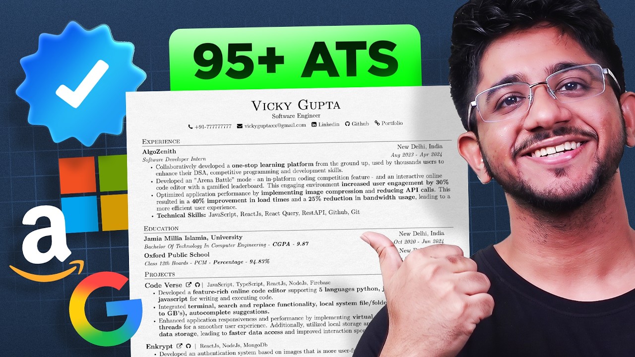 How To Create An ATS-Friendly Resume For Freshers In 2026 | Vivek Gupta